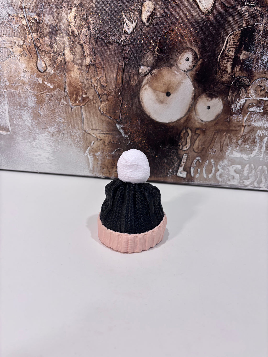 Black strikket Lue med Dusk -Dekorativ Flaskepynt